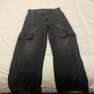 Black Cargo Jean Pants